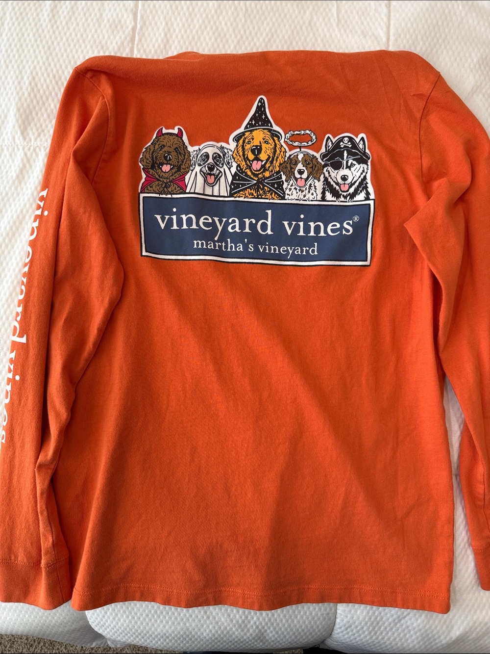 Boys Vineyard Vines Orange Long Sleeve Tee - Halloween size M (12-14)